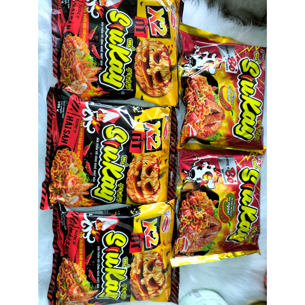 Mì Siukay 7 cấp độ vị hải sản, bò siukay của Acecook gói 128g