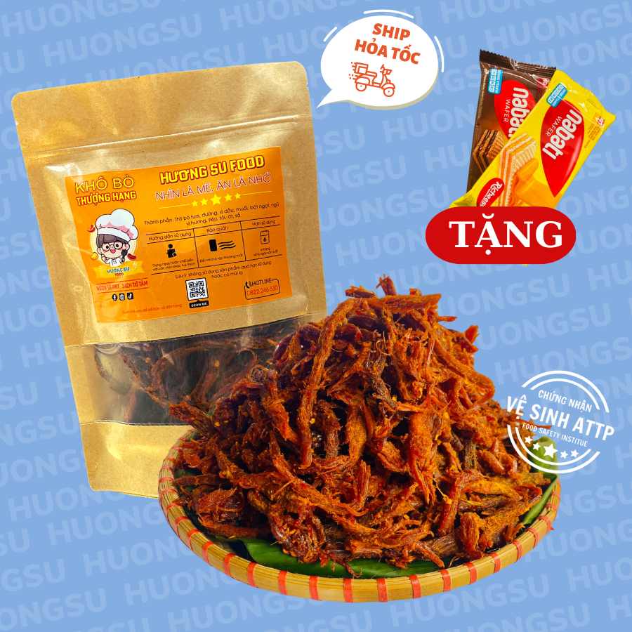 Khô Bò Sợi 500G Thịt Bò Tươi Tây Nguyên Không Chất Bảo Quản Đảm Bảo An Toàn Vệ Sinh HươngSu Food