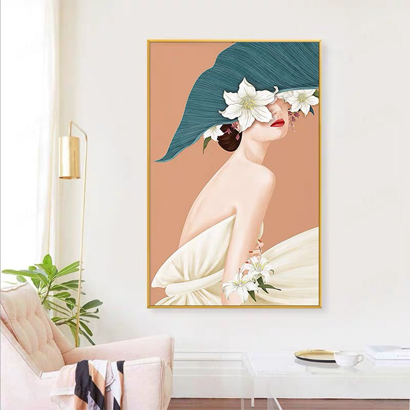 Tranh Treo Tường Cô Gái Nghệ Thuật Treo Phòng khách/ Làm Việc/ SPa/ Nail/ Mi/ Phun Săm Thẩm Mỹ Viện/ Trang Trí Shop