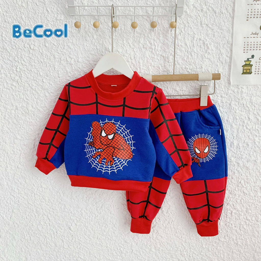 Bộ Nỉ In Hình Người Nhện Cho Bé, Bộ Đồ Cho Bé Trai Chất Nỉ Da Cá Từ 11 - 28kg - ROSY KIDS