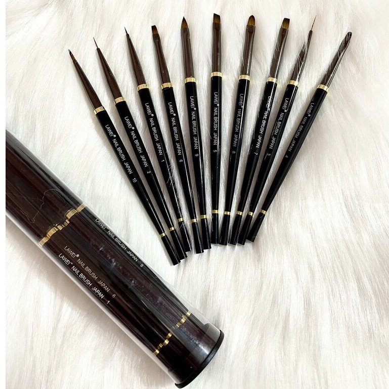Bộ cọ vẽ móng nail lawei 10 cây đủ cọ vẽ trang trí móng hàng chuẩn japan