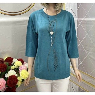 Áo Nữ Trung Niên Tay Ngắn Cho Bà,Cho Mẹ Đính Đá Sang Trọng 54-75Kg
