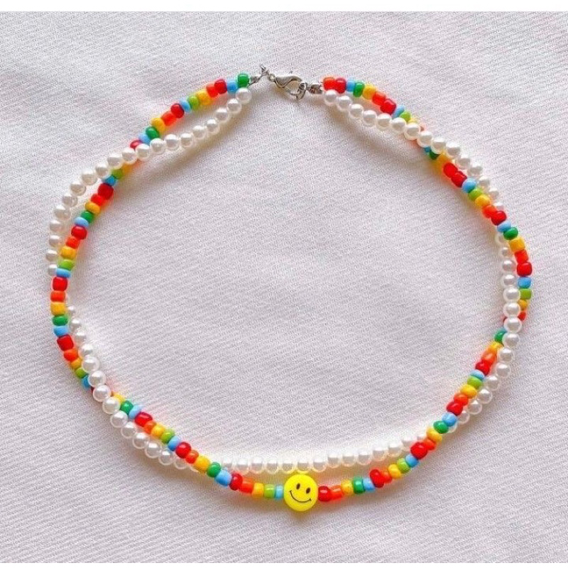 Vòng cổ 2 sợi mix hạt bẹt và cườm