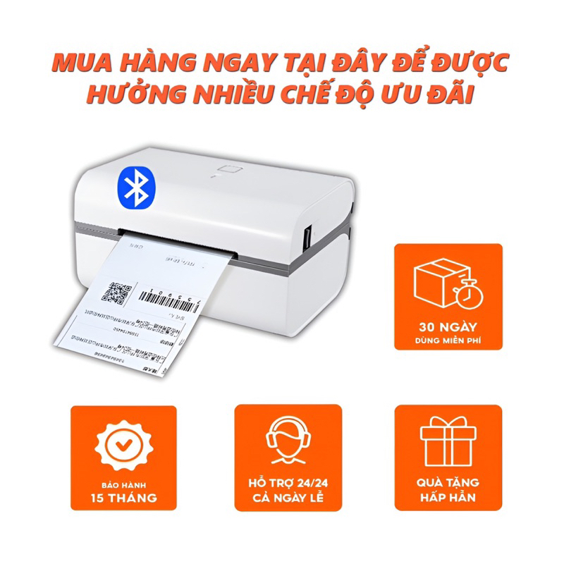 Máy in nhiệt Bluetooth A7 75x100mm dùng Điện thoại và Máy tính, in đơn hàng, phiếu gửi, tem nhãn, mã vạch.BH 12 tháng
