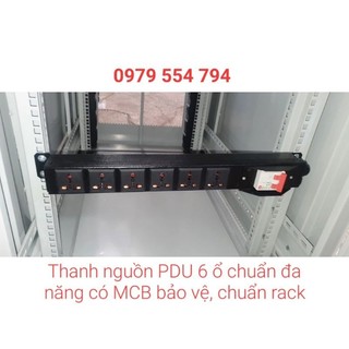 Thanh nguồn pdu 6 ổ cắm đa dụng lắp tủ rack 1u có mcb 32a chuẩn 19 inch