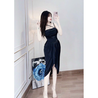 gv15- đầm body phi xẻ tà, chất phi 2 da