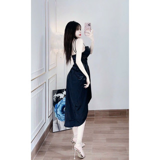 gv15- đầm body phi xẻ tà, chất phi 2 da