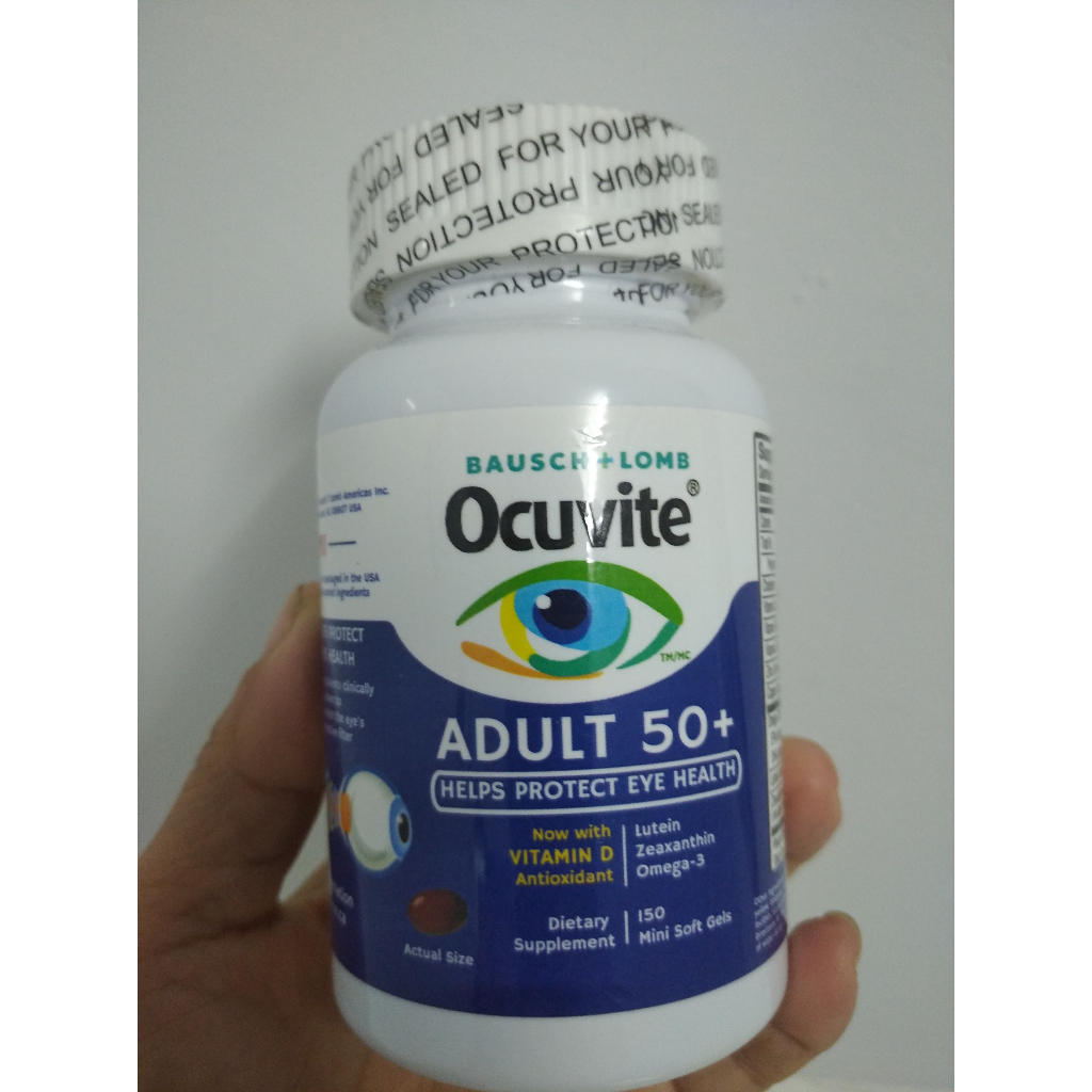 Viên uống hỗ trợ mắt cho người lớn tuổi Ocuvite Adult 50+ vitamin D, 150 viên