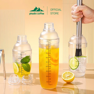 Bình lắc shaker | bình lắc pha chế cao cấp | nhựa pc trong | chống va đập| vạch đậm | 350ml - 530ml - 700ml - 1000ml