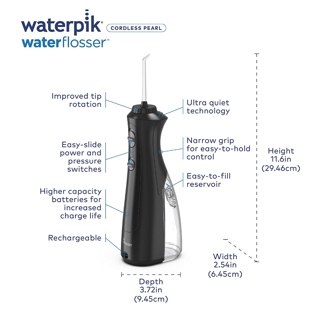 Máy tăm nước cầm tay Waterpik Cordless Plus WP-462 mẫu mới / Cordless Pearl chính hãng BH 12 tháng