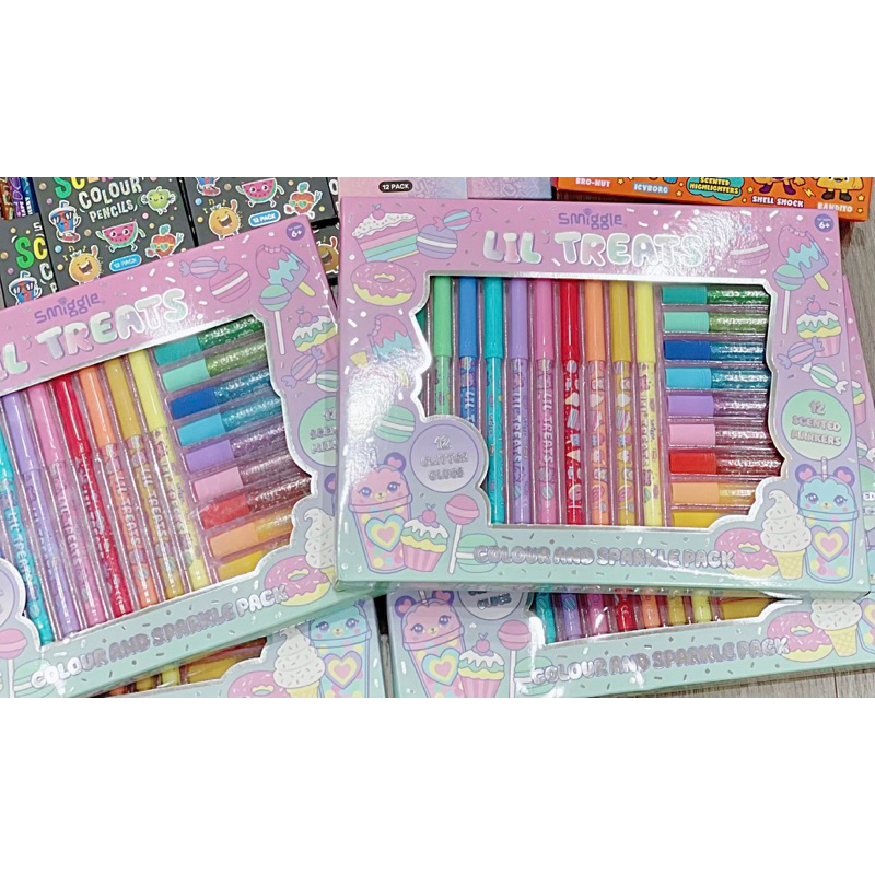 bút dạ màu smiggle, 12 bút dạ thơm, 12 màu nhũ siêu xinh