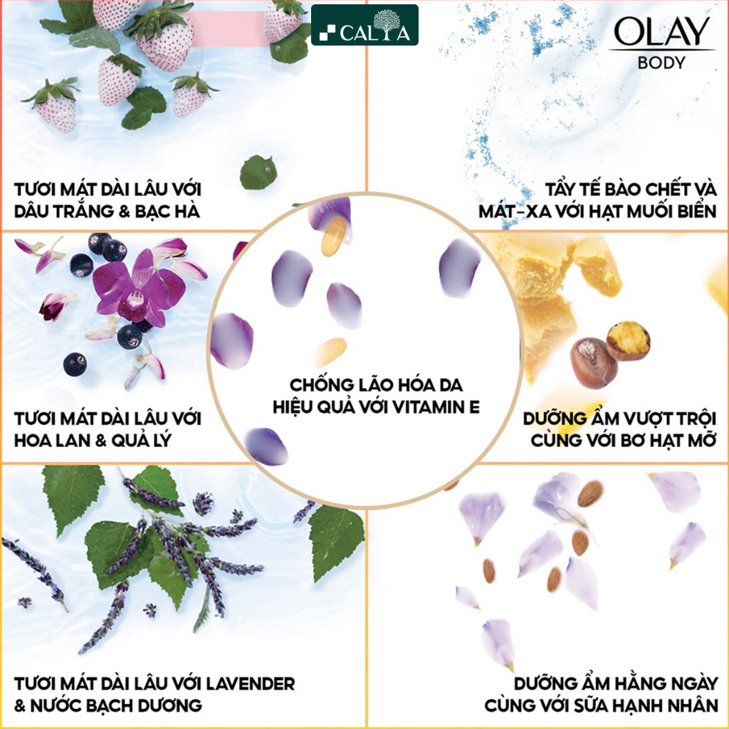 Sữa Tắm Olay Muối Biển Tẩy Tế Bào Chết, Làm Sáng Mịn Da - Olay Exfoliating Moisture Sea Salt Body Wash