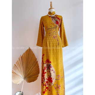 Áo dài trung niên lụa gấm cao cấp - M01