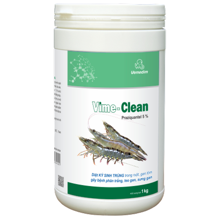 VIME CLEAN TÔM (1kg) Diệt ký sinh trùng trong ruột, gan tôm gây phân trắng, teo và sưng gan