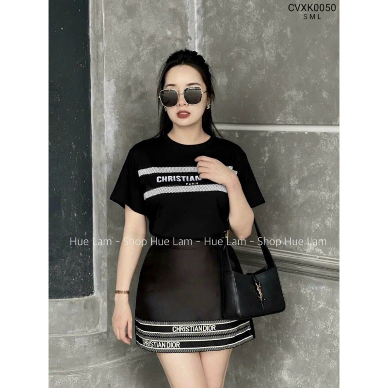 Chân váy nữ DI.OR chất umi dày cạp cao tôn dáng viền gấu thương hiệu sang chảnh siêu hot hè 2023