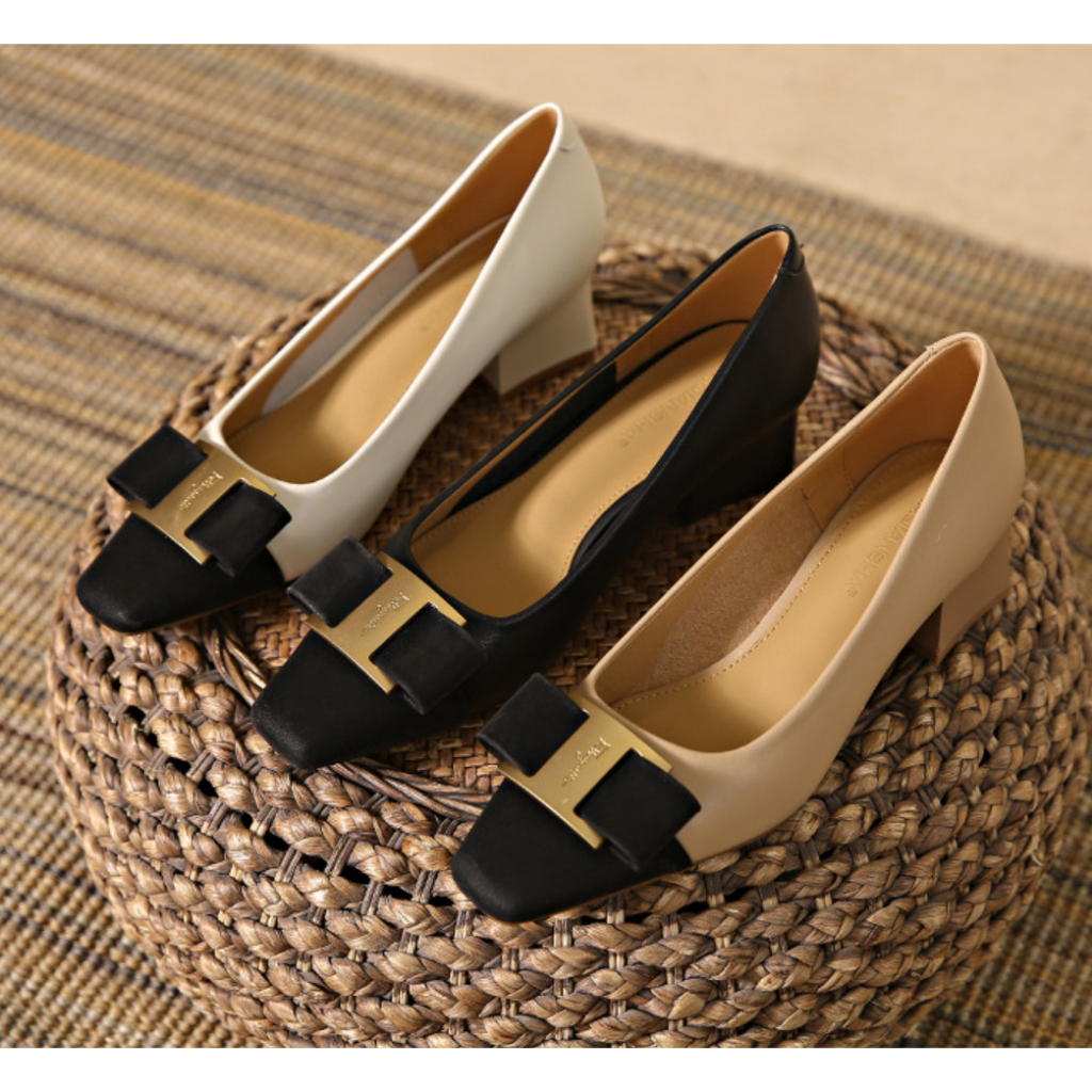 Giày Cao Gót Nữ Mũi Vuông , Giày Cao Gót Đế Vuông Cao 4P, Da Thật Mềm, Kiểu Dáng Trẻ Trung, Thoải Mái - DA868