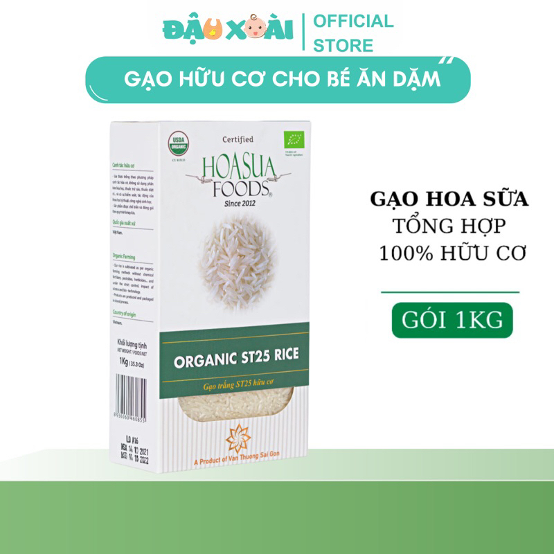 Gạo Hoa sữa hữu cơ 1kg cho bé ăn dặm thơm ngon trắng sạch
