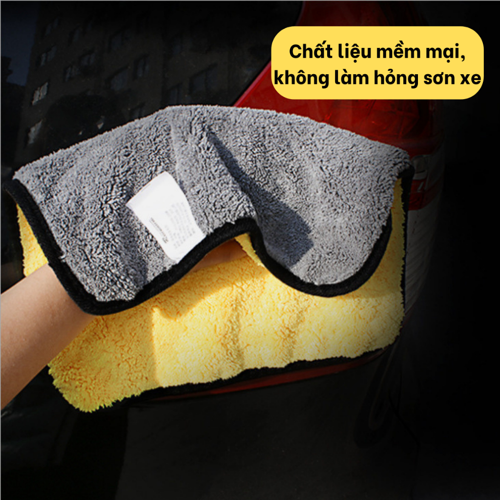 Khăn lông cừu Microfiber chuyên dụng vệ sinh ô tô, xe hơi siêu thấm, không bám sợi.