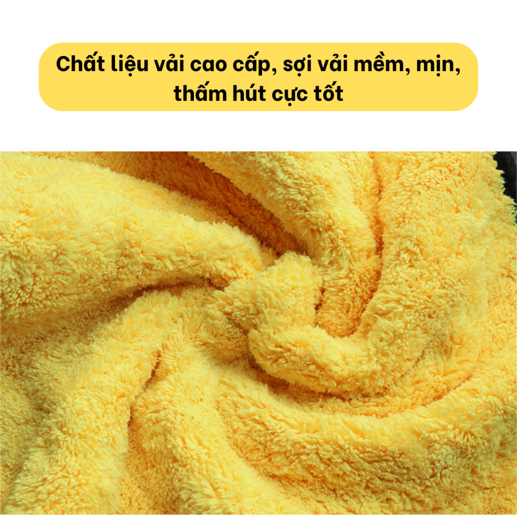 Khăn lông cừu Microfiber chuyên dụng vệ sinh ô tô, xe hơi siêu thấm, không bám sợi.