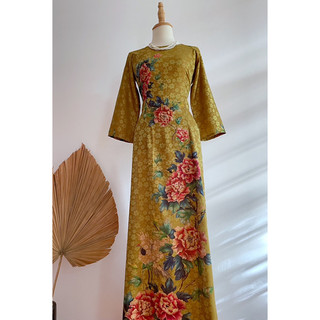 Áo dài trung niên lụa gấm cao cấp- M03