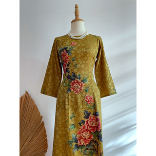 Áo dài trung niên lụa gấm cao cấp- M03
