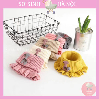 Khăn len ống quàng cổ nhún bèo đính họa tiết xinh xắn mềm mại cho bé gái loại đẹp