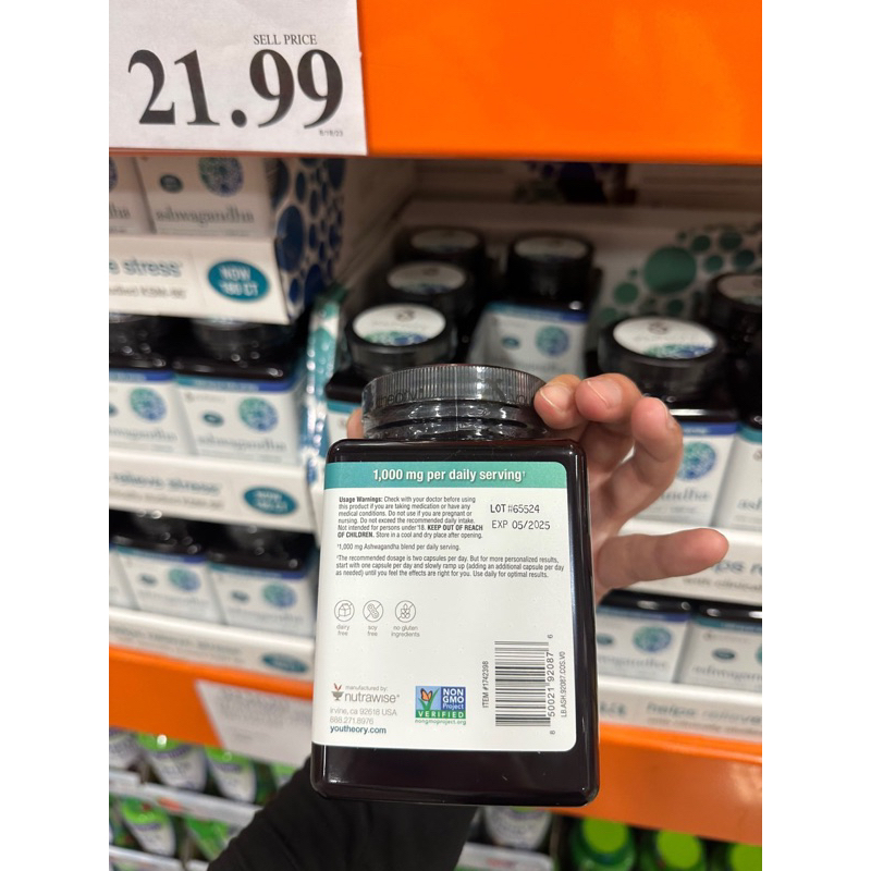 Viên uống nhân sâm Ấn Độ Youtheory Ashwagandha 1000mg 180 viên