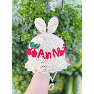 Mũ len thỏ bèo 🍒🍒🍒 xinh crochet/handmade cho bé yêu