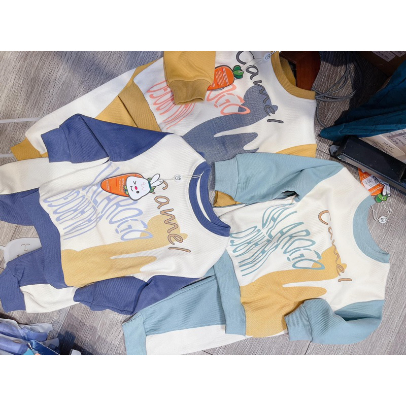 Bộ dài tay chất nỉ cotton cho bé trai, bé gái