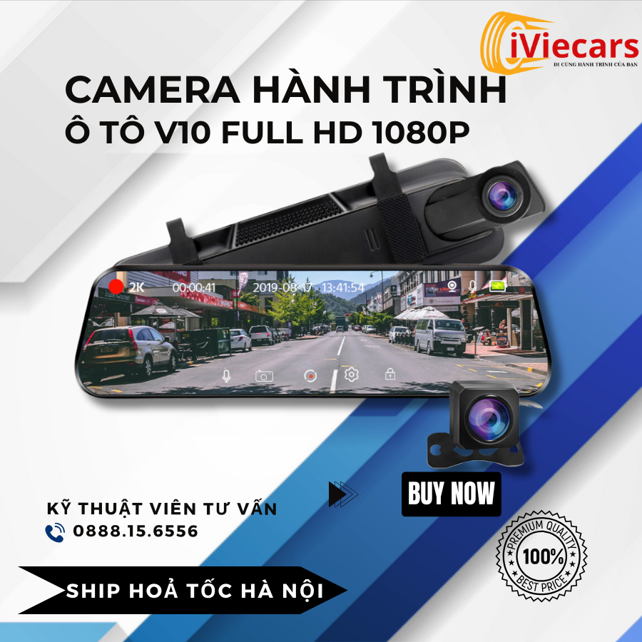 Camera Hành Trình Ô Tô V10 2K Full HD Có Kết Nối Điện Thoại, Gương Chiếu Hậu Trước Và Sau, Quay Đêm Sắc Nét | BigBuy360 - bigbuy360.vn