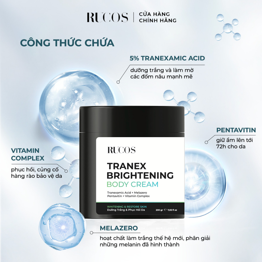 Kem dưỡng trắng da toàn thân Tranex Brightening Body Cream - Rucos