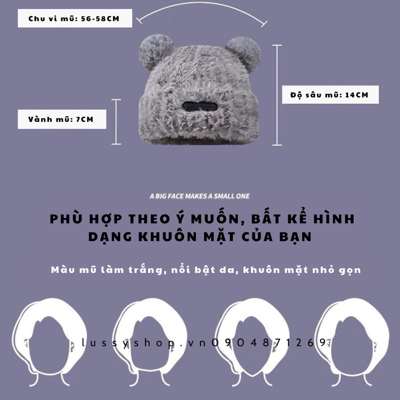 Mũ Bucket Bóng Chày Mickey Bông Nón Tai Bèo Lông Thỏ Mềm Mịn Ấm Áp Dễ Thương Siêu Hot