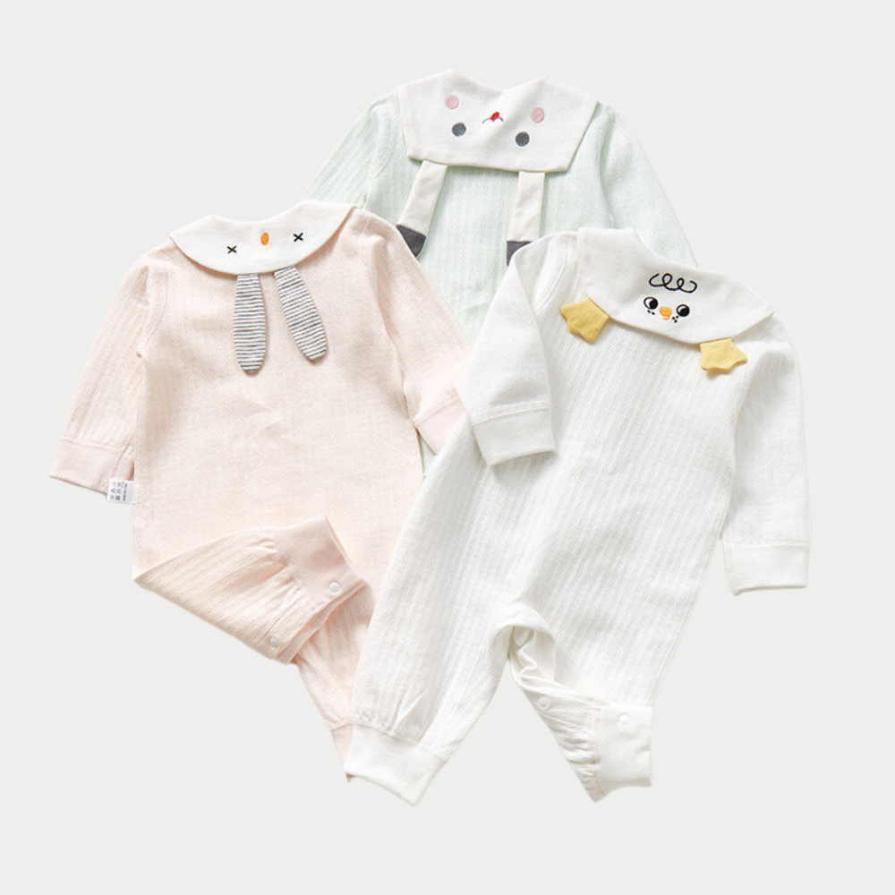 Body thu đông bộ đồ liền thân dài tay cho bé chất cotton mềm mại, an toàn size từ 3-13kg BDV01