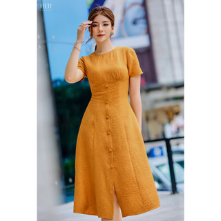 Đầm công sở nữ Her studio váy thiết kế cổ tròn dáng dài basic