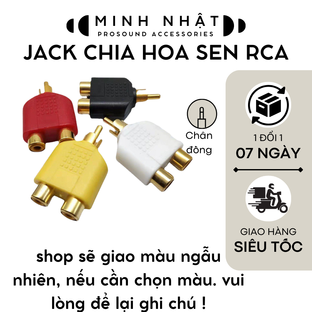 Jack chia audio 2 RCA âm sang 1 RCA dương, chân đồng