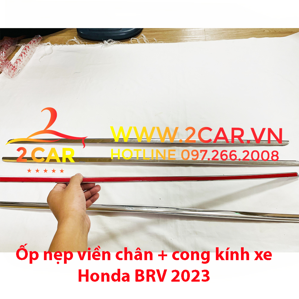 Nẹp Viền Chân Kính, Nẹp cong kính Xe Honda BRV 2023 2024 inox 304 sáng bóng, siêu đẹp