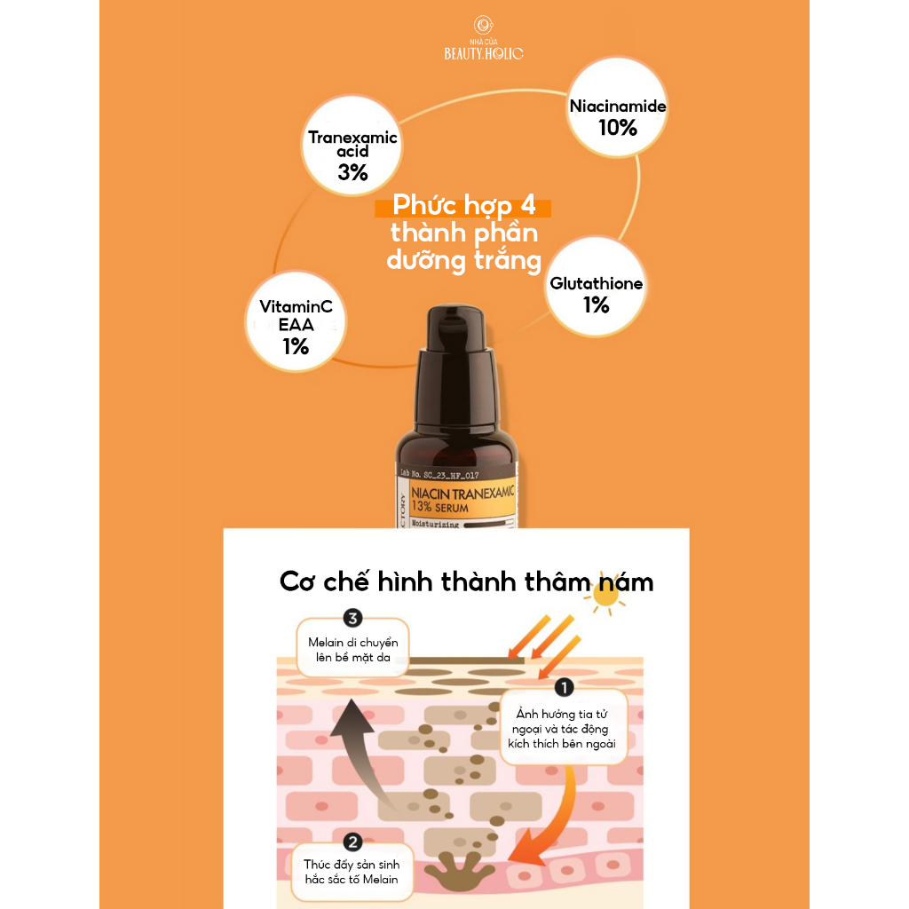Serum dưỡng trắng mờ thâm DERMA FACTORY NIACIN TRANEXAMIC ACID 13 SERUM