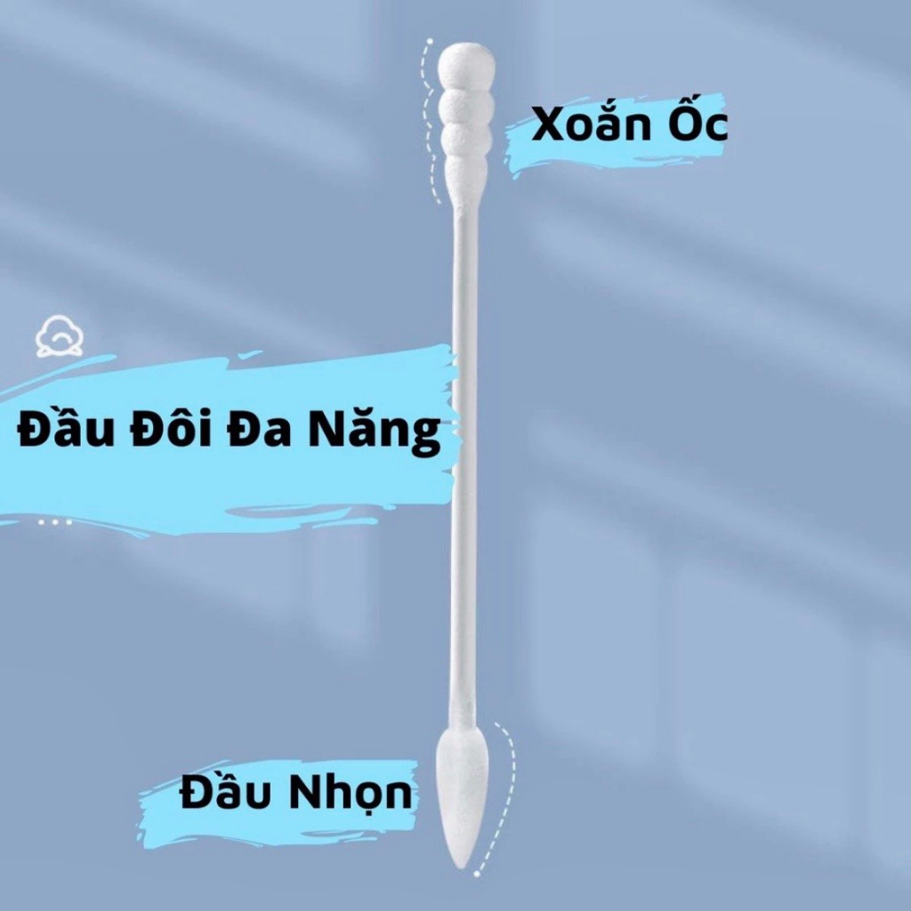Hộp 200 Chiếc Tăm Bông Ngoáy Tai 2 Đầu Đa Năng