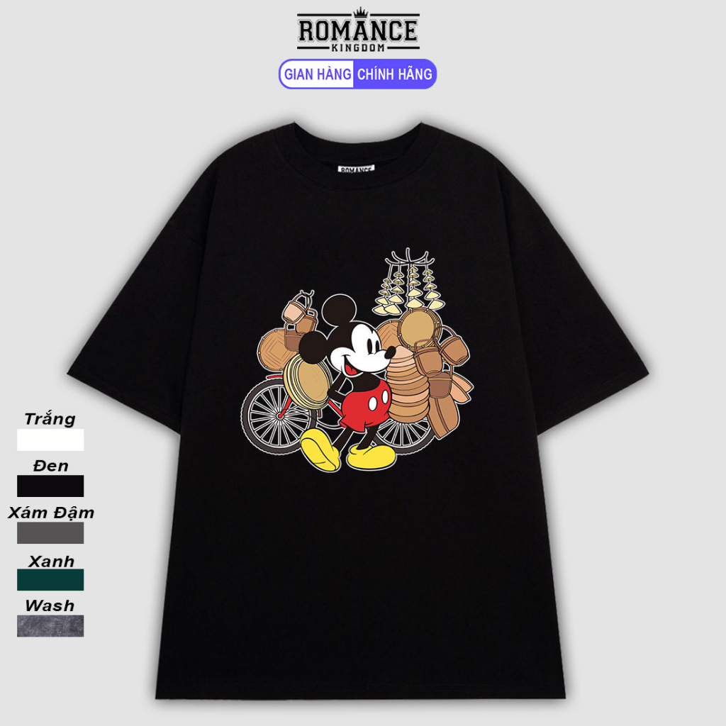 Áo Thun Nam Nữ In Hình Chuột Mickey Việt Nam Bán Nón Lá Chất Liệu Cotton Mềm Mịn Co Giãn Thoáng Mát