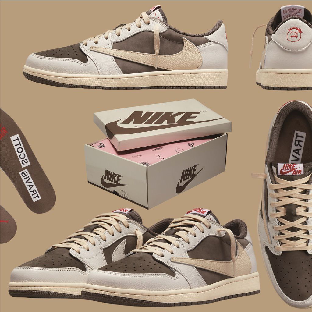 Giày Sneaker Cổ Thấp Jordan x Travis Scott Reverse Mocha Nâu Cà Phê Full Box Bill