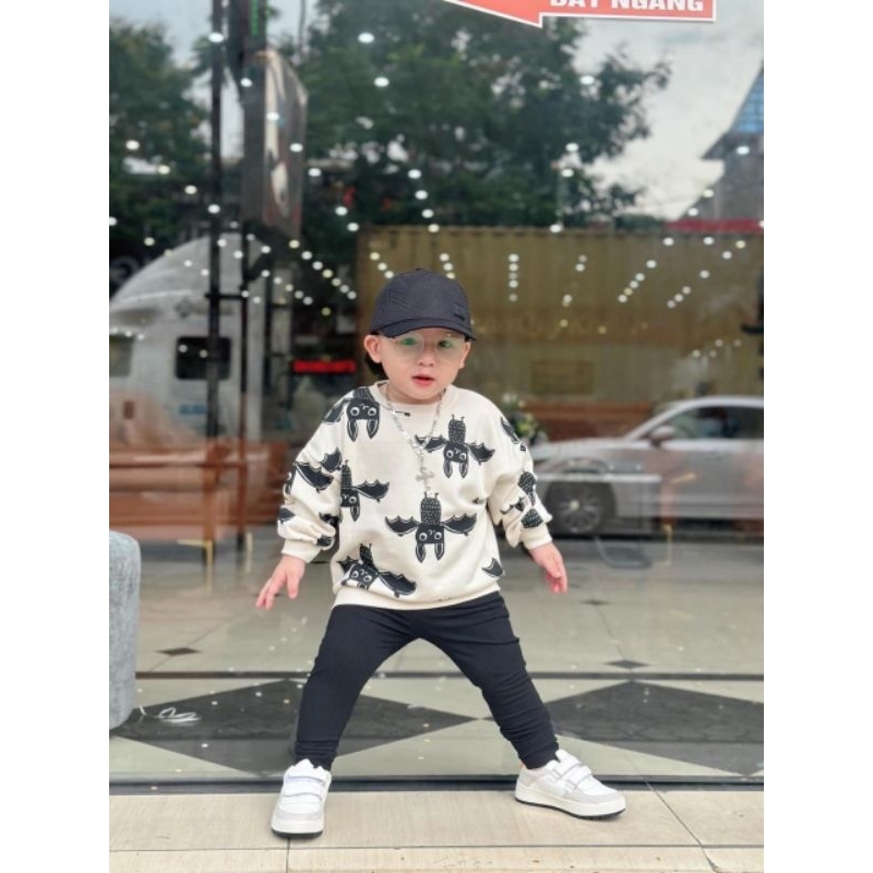 Set áo nỉ Halloween mix quần đen cho bé - Có buôn sỉ-SP 4879
