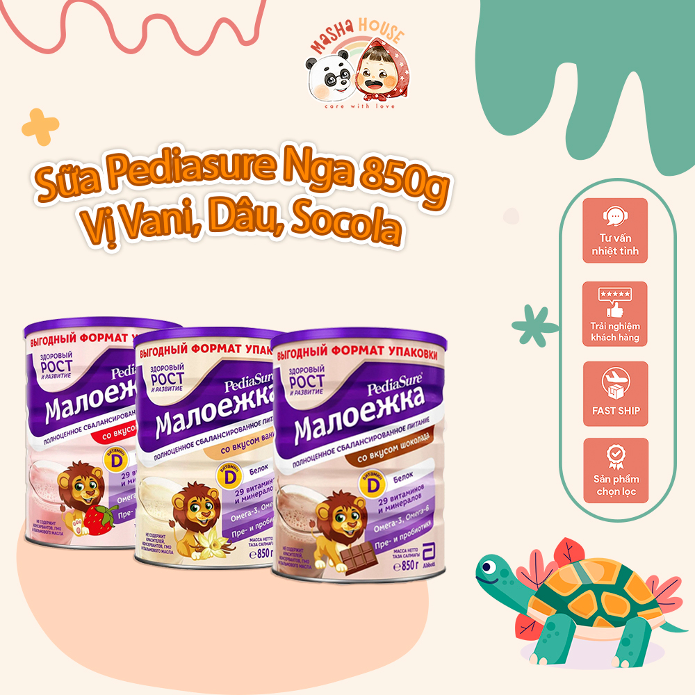 Hàng Chính Hãng Sữa Pediasure Nga Vị Vani, Dâu, Socola 850g  Date 2025