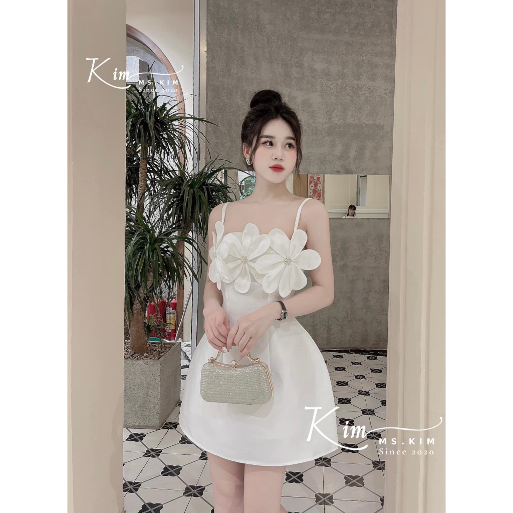 Váy ren hoa đính nổi 2 dáng ngắn - dài hàng thiết kế, dài ôm body _ngắn xoè tiểu thư - Anna.Store