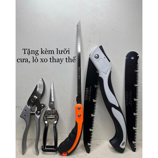 Bộ dụng cụ làm vườn 5 món: kéo cắt tỉa cành, cưa tặng lò xo thay thế