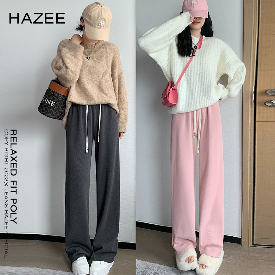 Quần Ống Rộng vải RUBY Xuất Hàn Cao Cấp HAZEE, Quần Ống Suông Nữ Lưng Chun Dây Rút 3 màu Ulzzang