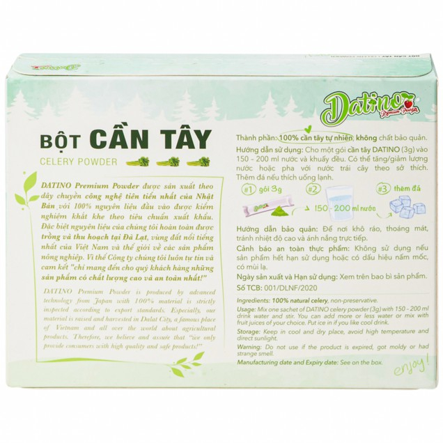 Bột cần tây nguyên chất Datino, Detox giảm cân, giữ dáng đẹp