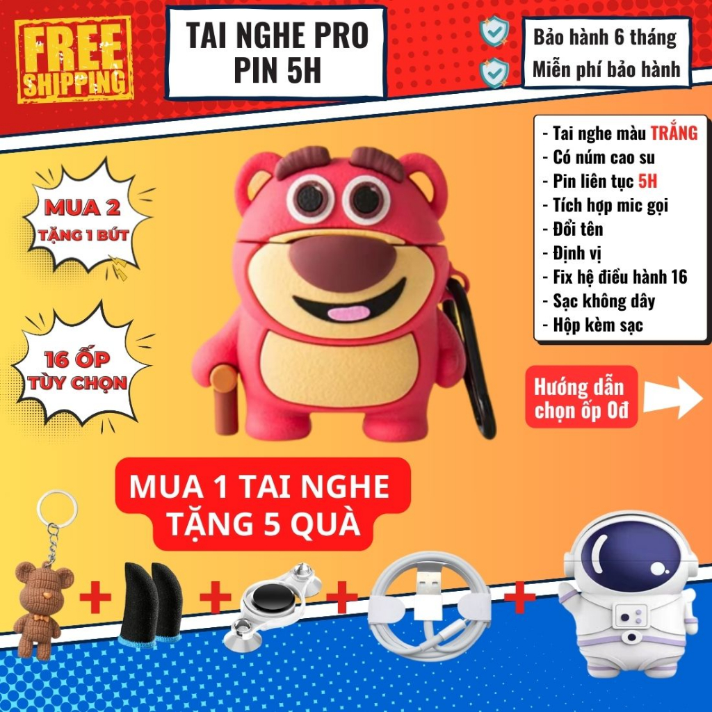 Tai Nghe Bluetooth Pro Ap3 Pin 5h Chuyên Cách Âm, Chơi Game Độ Trễ Thấp Cảm Ứng Chạm Pin Trâu Nghe Nhạc Bass Mạnh