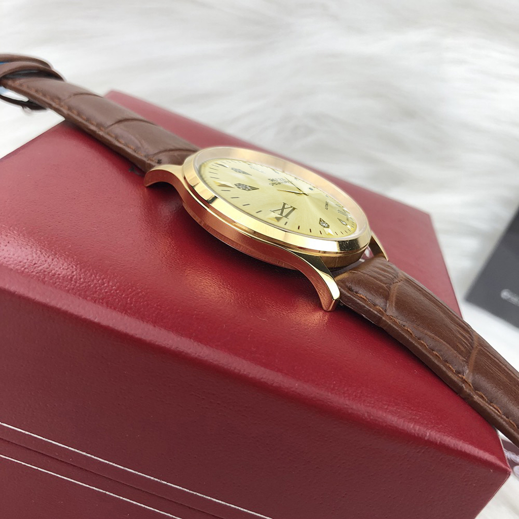 Đồng Hồ Nam Rolex JAPAN WATCH Thiết Kế Kim Trôi Dây Da Cao Cấp Chống Xước Size 41mm