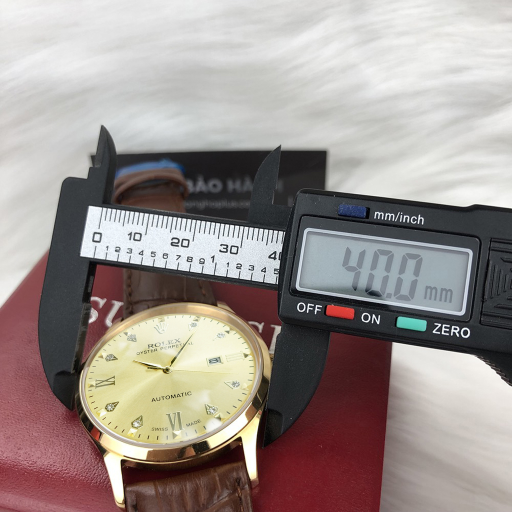 Đồng Hồ Nam Rolex JAPAN WATCH Thiết Kế Kim Trôi Dây Da Cao Cấp Chống Xước Size 41mm