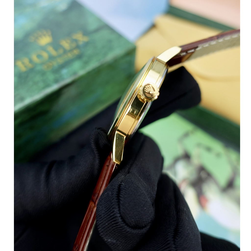 Đồng Hồ Nam Rolex JAPAN WATCH Thiết Kế Kim Trôi Dây Da Cao Cấp Chống Xước Size 41mm
